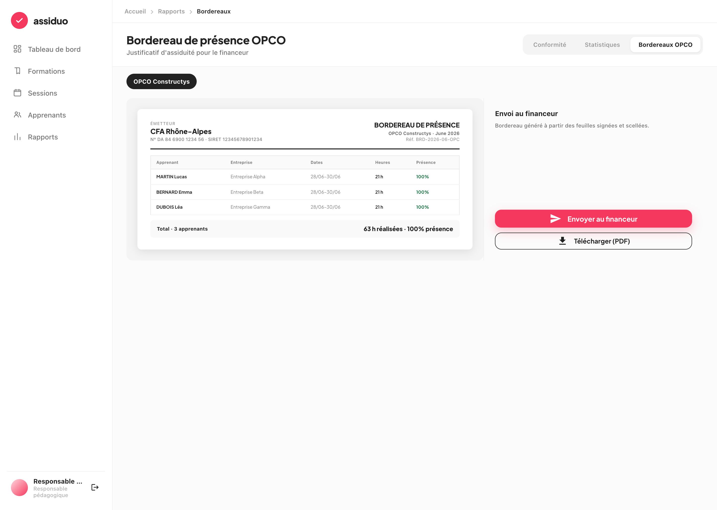 Reporting & bordereaux OPCO